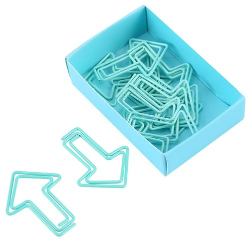 Watris Veiyi 12 Stück Pfeile Büroklammern, Pfeil Form Metall Lesezeichen Klammer, Hellblaue 3,3cmx2,5cm / 1,3x1,0zoll Heftklammern zum Markieren und Organisieren von Dokumenten