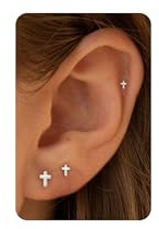 3 Pares Cruz Pendientes Mujer Plata Antialergicos Minimalistas Joyas para Mujer