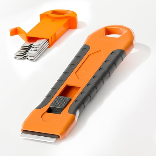 Hob Scraper Tool with 20 Refills for Oven Glass and Windows- Induction Hob Glass Scraper for Oven Door, Double Edged Window & Oven Cleaning Tool with Storage for Paint, Stickers and Burnt Residue