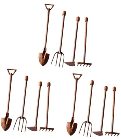 SUPVOX 3 Set Strumenti Da Giardinaggio Miniatura Metallo Decorazione Per Micro E Accessori Per Creare Scene Uniche E Vintage 4 Pezzi * 3