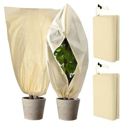 Comioke Lot de 2 Voile Hivernage Plante Exterieur 80x120 cm, Protection Hivernale Respirante avec Fermeture Éclair pour Arbres (Olivier, Palmier, Citronnier), Arbres et Arbustes