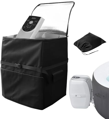 Whirlpool-Pumpenabdeckung mit Isolierung, 600D Oxford-Stoff Spa-Heizpumpenabdeckung mit Aufbewahrungstasche, Verstellbare Träger Whirlpool-isolierte Aufblasbare Badewannenpumpenabdeckung