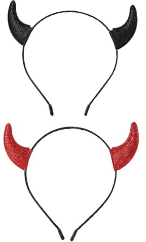 YFTRFR 2 Pièces Bandeau Diable Serre Tete Corne de Diable Cornes Halloween Coiffe Convient Pour le Diadème d'Accessoires de Cheveux de Costume de Fête d'Halloween de Carnaval