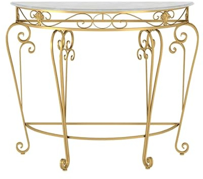 Generico Consolle a Mezzaluna Dorata - Tavolino da Ingresso con Gambe a Volute in Metallo, tavolino Decorativo per corridoio o Dietro Il Divano, Tavolo da Ingresso in Ferro da 31,4 Pollici