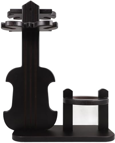 HOOTNEE Portabottiglie in Legno a Forma di Violino Vintage Mini Portabicchieri da Vino Sospesi Salvaspazio per Tavolo Portabottiglie da Banco Elegante per Casa Bar e Feste