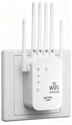 Extensor De Wi-Fi De 6 Antenas con Señal Potente, Amplificador De Antena Y Amplificador De Señal Wi-Fi, Extensor De Wi-Fi De Largo Alcance con Puerto Ethernet para PC, Cobertura Exterior(1200M)