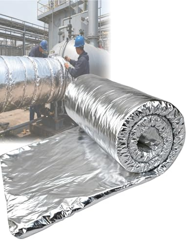 Ceramic Fiber Fire Blanket Insulation Roll with Double Foil Heat Shield, High Temperature Thermal Barrier for Wood Stove, Forge, Furnace, Fireplace