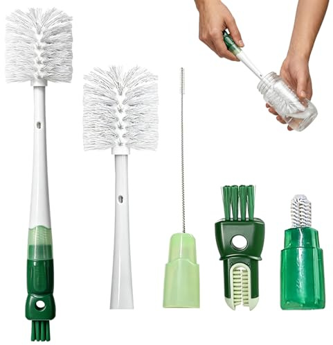 Water Bottle Cleaner, 5-in-1 Multifunctional Bottle Brush Set | Cleaning Brushes for Small Spaces, Bottle Brush for Baby Bottles, Straws, Kettle Spouts