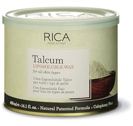 RICA Talcum Liposoluble Wax 400 ml pour tous les types de peau | Cire dépilatoire professionnelle avec huiles végétales émollientes | Idéal pour la zone Bikini, le visage et les aisselles | Sans