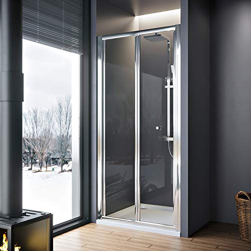 ELEGANT 1000mm Bi Fold Shower Enclosure Inwards Opening, Space Saving Shower Door