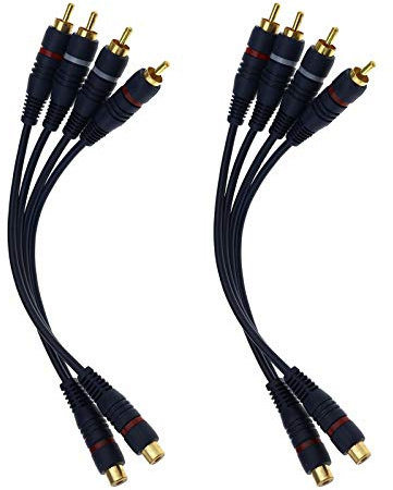 ENET 4pcs 20cm RCA Phono Y Câbles Répartiteur Câble 1 Femelle à 2 Mâle Adaptateur Audio Connecteur Amplificateur Voiture Amp