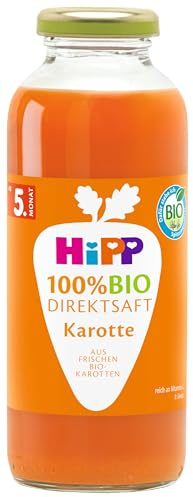 HiPP 100% Bio Direktsaft Karotte (6 x 330 ml), ab 5. Monat, aus frisch geernteten Gemüsen direkt gepresst, ohne Zuckerzusatz, reich an Vitamin C