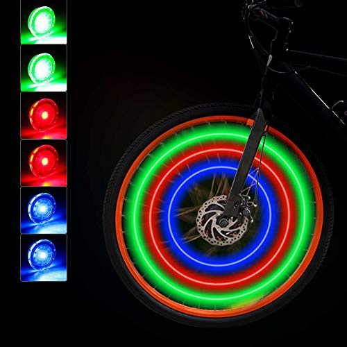 Mudder 12 Stück LED-Fahrradlichter, wasserdicht, Fahrradspeichen, bunt, 3 Farben, Speichenlicht für Fahrradreifen, mit Batterien für Radsport, Sicherheit