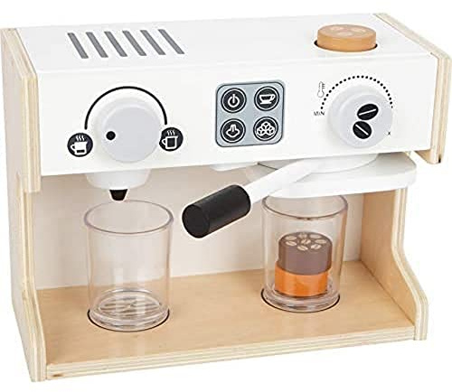 small Foot Kaffeemaschine Gastro, aus Holz, mit Zwei Drehknöpfen und beweglichem Siebträger, ab 3 Jahren, 11792