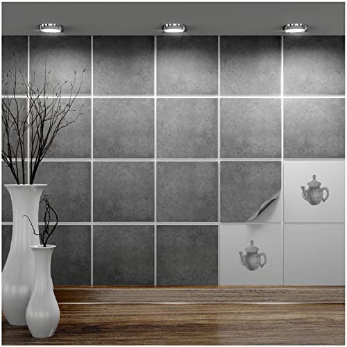 FoLIESEN - Fliesenaufkleber 15x15 cm | selbstklebende Fliesen-Folie für Bad & Küche | entfernbare Klebe-Folie für Wandfliesen Küchenrückwand & Bordüren | 20 Klebefliesen, .:Dekor Beton