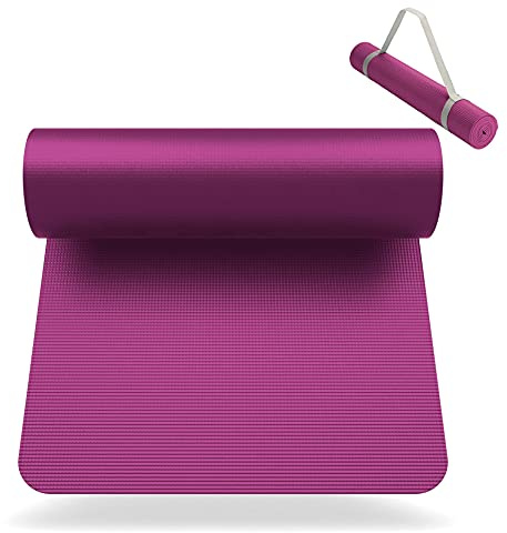 Snikes - Tapis de yoga rose (180 x 60 cm) - Tapis de fitness extra fin de 4 mm antidérapant pour la maison, le gym, l'entraînement