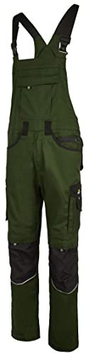 HSW Professional – Latzhose für Herren – Lange Arbeitshose mit Knietaschen – Bequem, strapazierbar und qualitativ – Oliv, 50