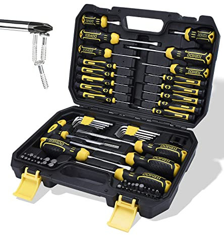 DOWELL Set di cacciaviti magnetici Slotted/Phillips/Torx 108-Piece Stubby Cacciavite Mini Precisione Cacciavite Bits Set di chiavi esagonali Magnetizer Tool Kit per Riparazione Craft