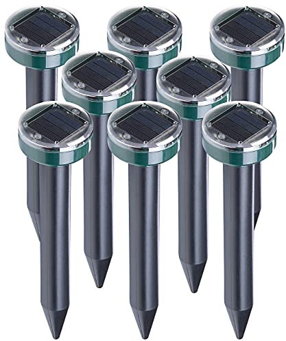Royal Gardineer Solar-Maulwurfabwehren: 8er-Set umweltfreundlicher Solar-Maulwurffrei mit Akku, 400 Hz, IP44 (Tiervertreiber für Maulwurf, Maulwurf-Schreck, frei Maulwurfschreck)