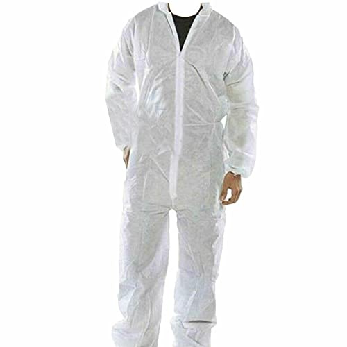 Disposable Coveralls White Hood Paper Painters Protective Overalls Suit UK (1)