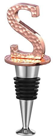 Miicol Prosecco Stopper, Wine Bottle Stopper, Champagne Gift, Initial Bottle Stopper, Wine Accessory, Reusable Bottle Saver for Prosecco, Wine, Champagne, Letter S