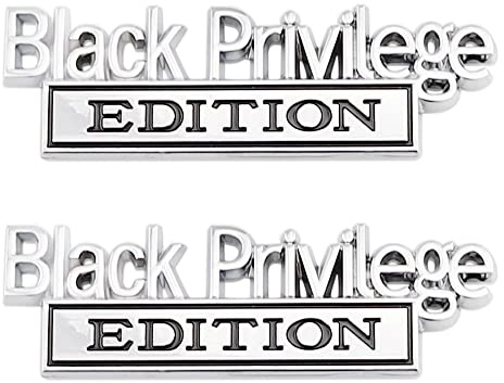 2 Stück Schwarze Privilege Emblem Ausgabe Auto Abzeichen Aufkleber-Silber-schwarz(Silber-Schwarz)