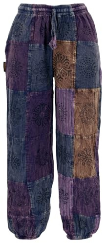 GURU SHOP Pantalon Aladin, Patchwork, Unikat Pluder Pantalon, Pantalon Femme Coton, lilas, 38