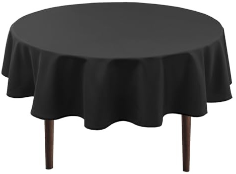Hiasan Rund fläckbeständig bordsduk, vattentät trädgårdsduk, för matsal, trädgård, fest, picknick, födelsedag, bröllop eller hem, diameter 150 cm, svart