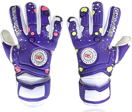 GK Saver Football Goalkeeper Gloves – Kids & Youth Soccer Goalie Gloves with Anti-Slip Latex Palm & Removable Finger Save Protection Sizes 6-11
