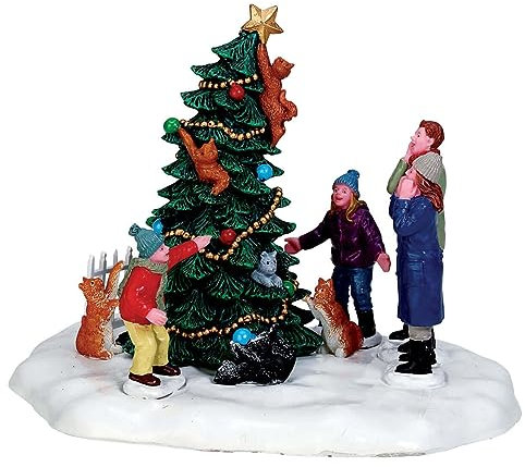 Magie di Natale Figur aus Polyresin mit fallendem Baum für Weihnachtsdorf