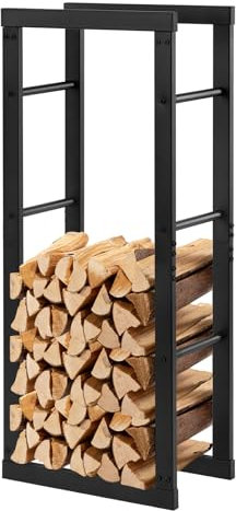 Laneetal Firewood Rack Indoor Outdoor, 40x100x25 cm, Metal Firewood Stacker, Wood Shelter, Black