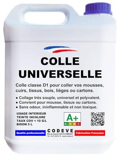 Colle Universelle - Codeve Bois - 20L - Intérieur - Pour L'assemblage Polyvalent D'un Cuir, Tissu, Bois, Liège, Mousse Ou Carton.