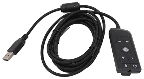 Asixxsix USB-auf-3,5-mm-Klinken-Audio-Adapter, Mikrofon- und Kopfhörer-Lautstärkeregelung, Externer Plug-and-Play-Audio-Adapter, Stereo-Soundkarte für Cloud II,