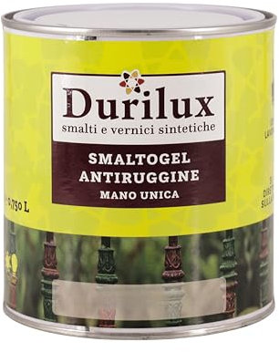 DURIPLASTIC Durilux Smalto Vernice Gel Antiruggine Pronta all'Uso Non Cola Per Ringhiere Cancelli e Ferro Ml 750 (Marrone Noce RAL 8011)