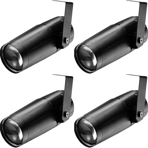 ZonQoonz 4PCS LED Pinspot Licht, DJ Effekt Weiße Punktstrahler Spot Licht für Discokugel Spiegelkugel Party Hochzeit Halloween Weihnachten Dance DJ Show
