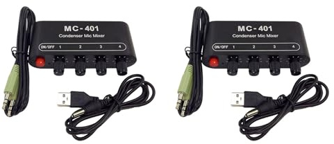 2X Mini Audio Mixer Microfono Condensatore Microfono Mixer in Amplificatore Microfono per Computer Mobile Scheda Audio