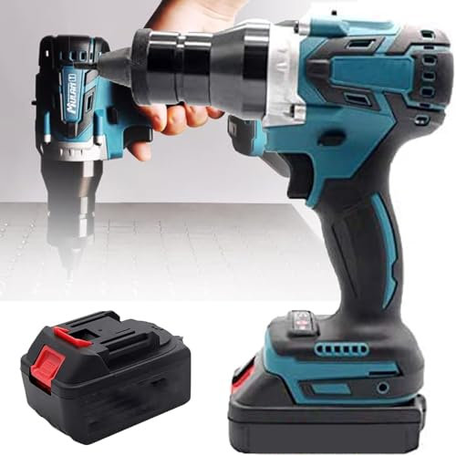 zxmeimm Kit de Pistola Remachadora Sin Cable M3-M12,Remachadora Automática a Batería de Litio con Luz LED Remachadora Eléctrica de Tuercas Pistola Remachadora Automática de Mano,5200mah