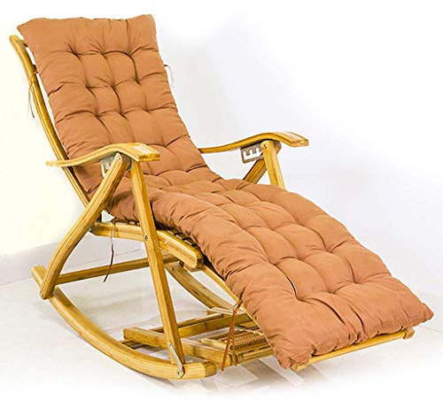 QUSYZD Poltrona a Dondolo per Giardino o Patio in bambù Naturale Comodo Schienale Curvo Regolabile Perfetto per Balcone Esterno o Uso Interno, Cuscino Marrone,Brown Cushion