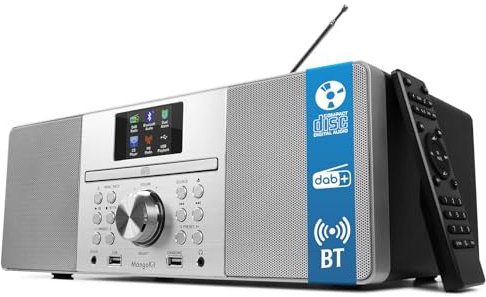 MangoKit MS1 CD-Player, DAB/DAB+ & FM, Bluetooth, 80W Stereo HiFi,Schwarz | Farbdisplay, 60 Speicherplätze, Fernbedienung, akustisches Holzgehäuse, Kopfhöreranschluss, Doppelalarm, EQ, USB und AUX