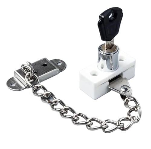 LYHYDMA Türkette Fenster-Kettenschloss aus Zinklegierung, Schutztür, Sicherheit, Kettenschloss mit Schlüssel for Flache, offene Fenster, Anti-Diebstahl-Heim-Hardware Universal
