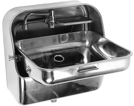 Wandmontiertes Handwaschbecken, Quadratisches Einzelbecken-Spülbecken aus Edelstahl, Zum Verstecken Kleiner Wohnmobil-Küchenspüle mit Drehbarem Wasserhahn, Seifenschale