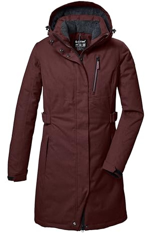 killtec Mujer Parka/parka funcional con capucha con cremallera KOW 303 WMN PRK, dunkelweinrot, 40, 41815-000