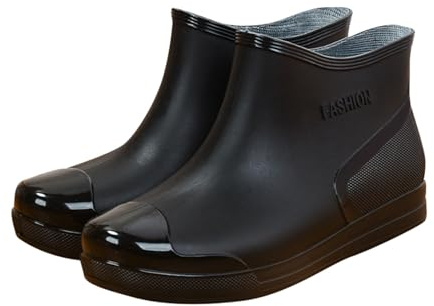 Halbe Gummistiefel Damen Gefüttert - Anti-Rutsch Safety Einfarbig Gummischuhe Mit Absatz Chelsea-Stiefel Sommer Wasserdichte Schwarz Leicht Protective Bequem Reitstiefel Transparent Regenschuhe