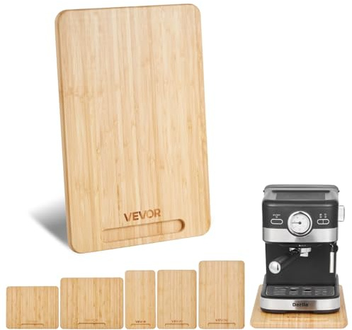 VEVOR Plateau Coulissant pour Appareils de Cuisine, 35,6x24,1 cm, Plateau Roulant avec Roulettes Caoutchouc, Poignée Creuse, Planche Mobile, pour Cafetière, Petit Électroménager Cuisine, Couleur Bois