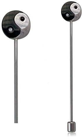 Bioenergetischer Energie Magnet Power Wasserstab Yin Yang TAO Powerstab mit Solitaire Crystals TCM Muddler Magnetstab 15 cm # 1865