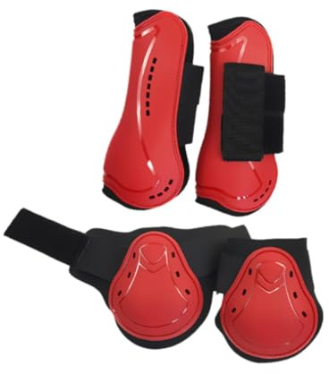 Perfeclan 4-teilige Pferdesehnengamaschen, offene Vorder- und Hinterbein-Fesselgelenkgamaschen, bequemes Springen, Trail-Reiten, verstellbare Reitausrüstung, XL