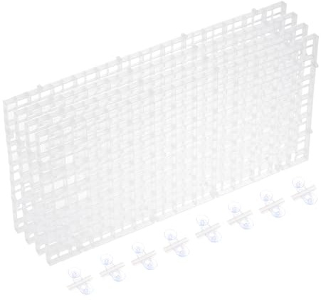 sourcing map 4Pcs Aquarium Fish Tank Divider, 12x6 Inch Plastic Egg Crate Light Diffuser Grid Filter Bottom Partition Separator with Sucker Clips and Suction Cups for Aquarium, Clear