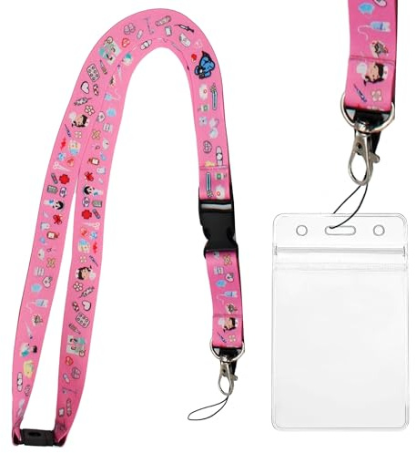 VERY IMPORTANT RUNNER - Schlüsselband Krankenschwester 56x2 cm mit Karabiner, Sicherheitsverschluss & Kartenhülle mit Band - Lanyard für Krankenschwester & Schlüsselband Medizin (Rosa)