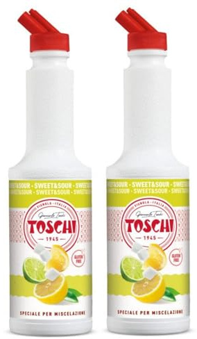 Toschi® | Sweet & Sour Preparato per Bevande Base Lime e Limone | Sciroppo Analcolico per Miscelazione Ideale Cocktails e Long Drink - 2 x 1 Litro