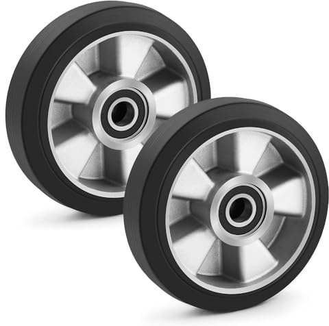 2 Stück Hubwagen Rolle Gummirollen 180 x 50 mm, mit Kugellager | Rollen für Hubwagen Ersatzrollen Laufrolle | Achse 20 mm | Durchmesser 180 mm | Breite 50 mm | Maximale Belastung: 1400 KG